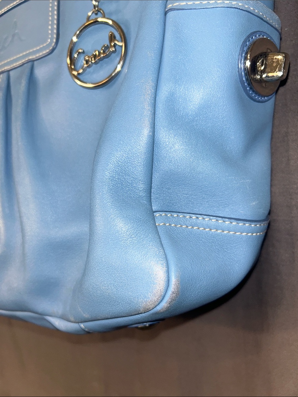 Coach F13759 Light Blue Gallery Tote Bag with Signature Charm - Picture 2 of 16